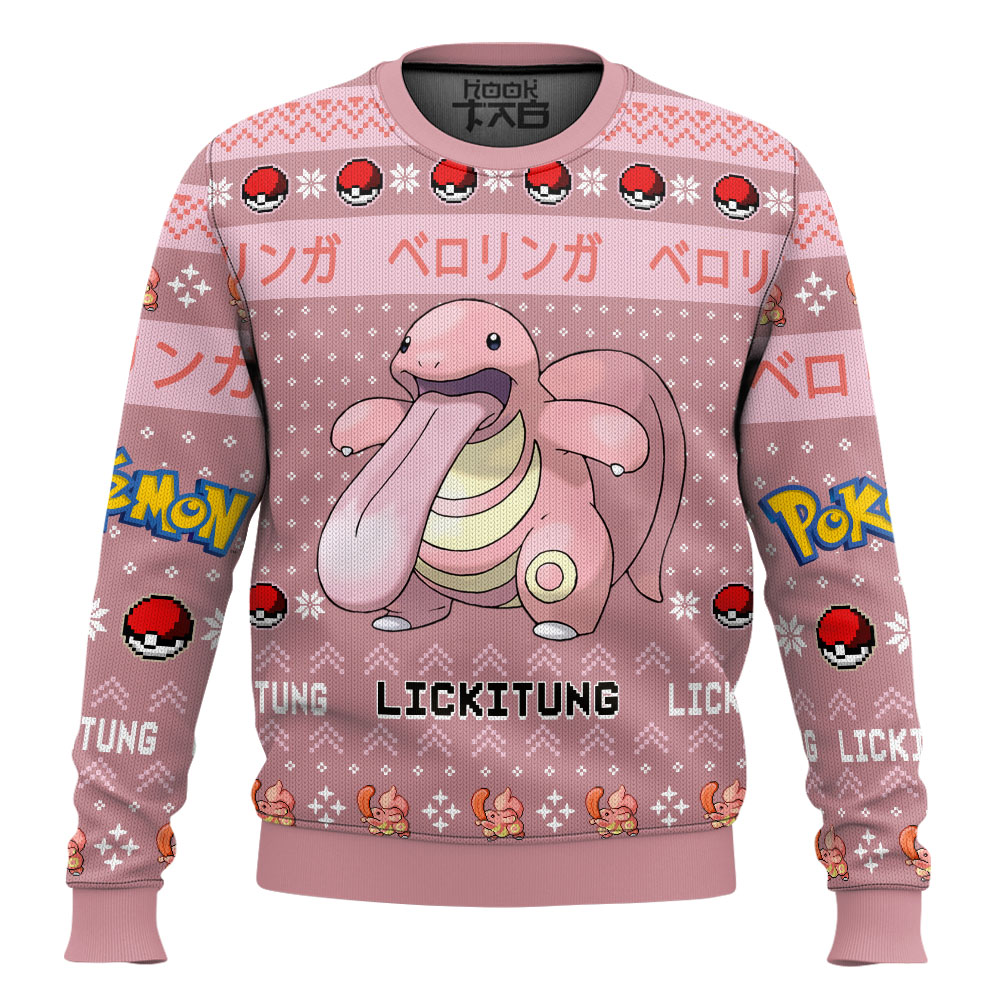Hooktab Pokemon Gen 1 Lickitung Ugly Christmas Sweater Hooktab Pokemon Gen 1 Lickitung Ugly Christmas Sweater