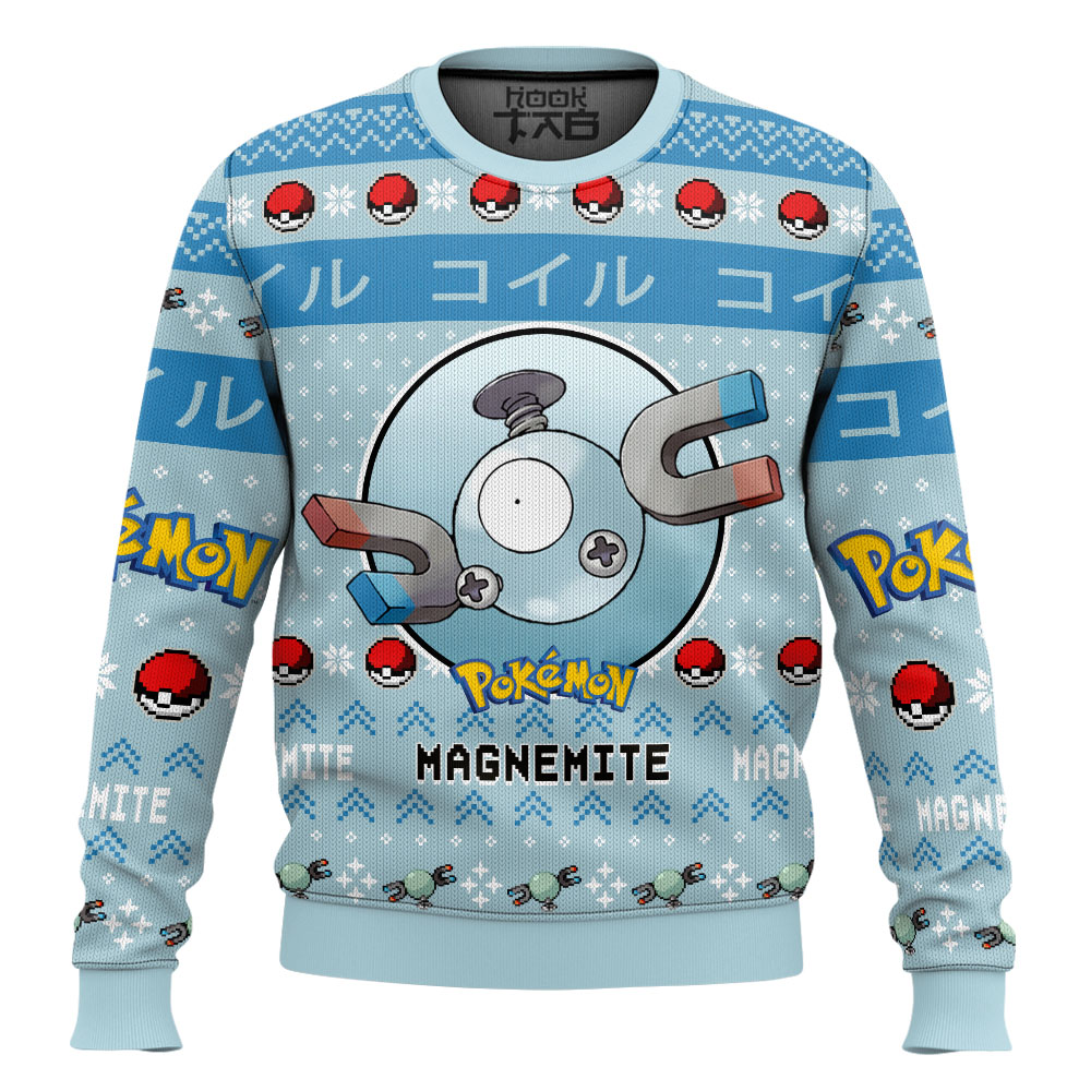 Hooktab Pokemon Gen 1 Magnemite Ugly Christmas Sweater Hooktab Pokemon Gen 1 Magnemite Ugly Christmas Sweater