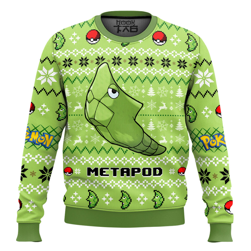 Hooktab Pokemon Gen 1 Metapod Ugly Christmas Sweater Hooktab Pokemon Gen 1 Metapod Ugly Christmas Sweater