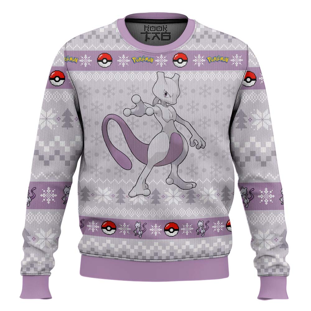 Hooktab Pokemon Gen 1 Mewtwo Ugly Christmas Sweater Hooktab Pokemon Gen 1 Mewtwo Ugly Christmas Sweater