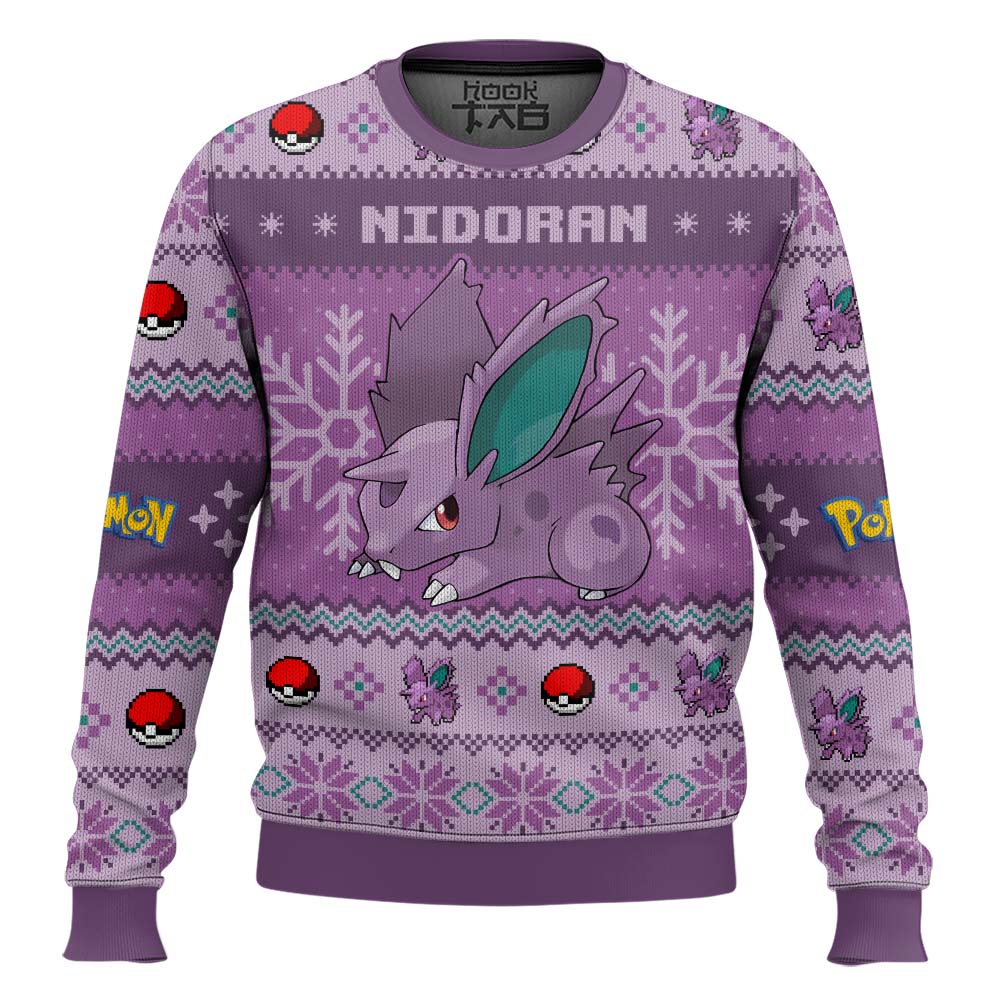 Hooktab Pokemon Gen 1 Nidoran♂ Ugly Christmas Sweater Hooktab Pokemon Gen 1 Nidoran♂ Ugly Christmas Sweater