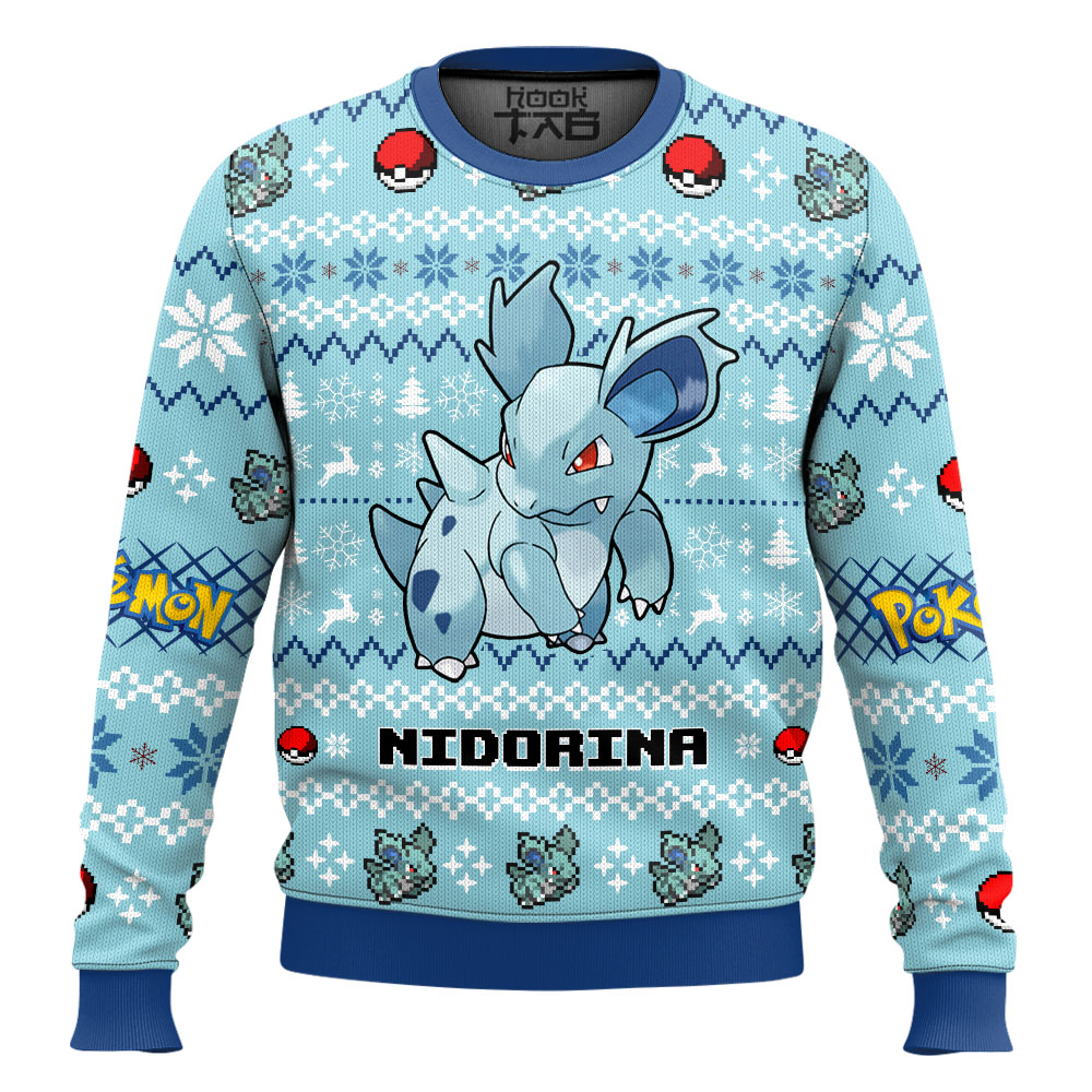 Hooktab Pokemon Gen 1 Nidorina Ugly Christmas Sweater Hooktab Pokemon Gen 1 Nidorina Ugly Christmas Sweater