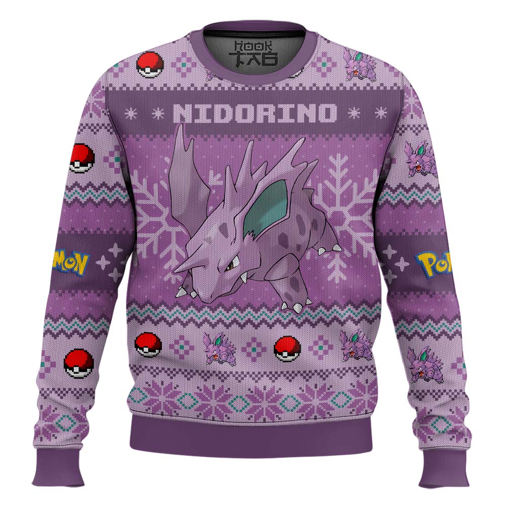 Hooktab Pokemon Gen 1 Nidorino Ugly Christmas Sweater Hooktab Pokemon Gen 1 Nidorino Ugly Christmas Sweater