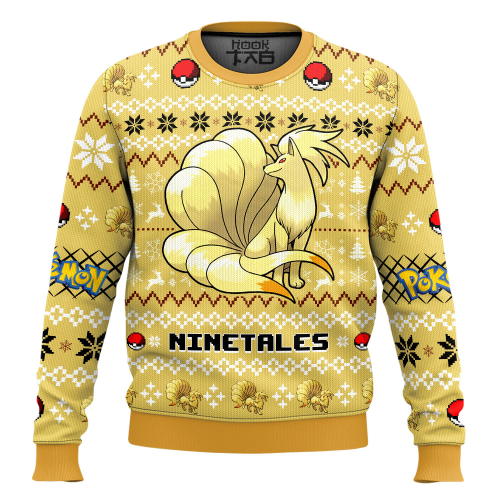 Hooktab Pokemon Gen 1 Ninetales Ugly Christmas Sweater Hooktab Pokemon Gen 1 Ninetales Ugly Christmas Sweater