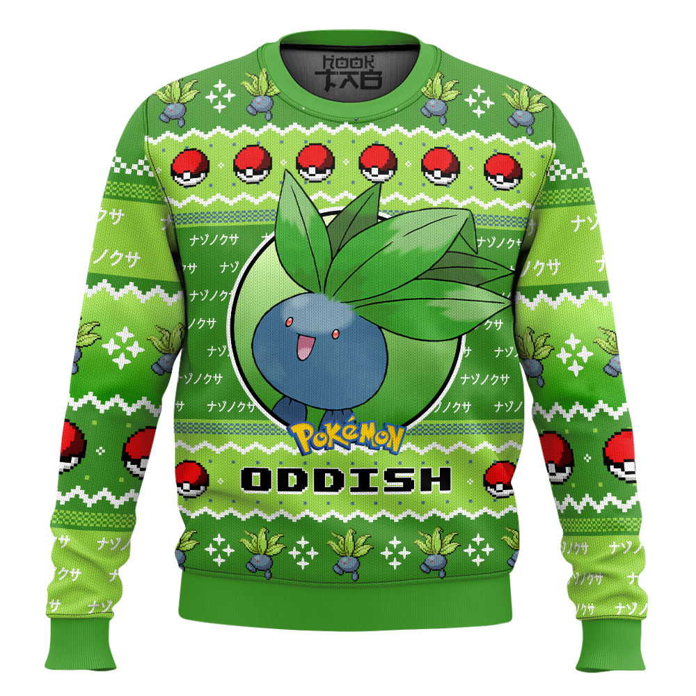 Hooktab Pokemon Gen 1 Oddish Ugly Christmas Sweater Hooktab Pokemon Gen 1 Oddish Ugly Christmas Sweater