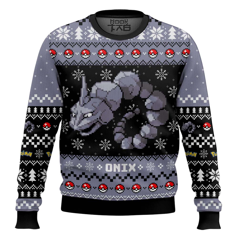Hooktab Pokemon Gen 1 Onix Ugly Christmas Sweater Hooktab Pokemon Gen 1 Onix Ugly Christmas Sweater