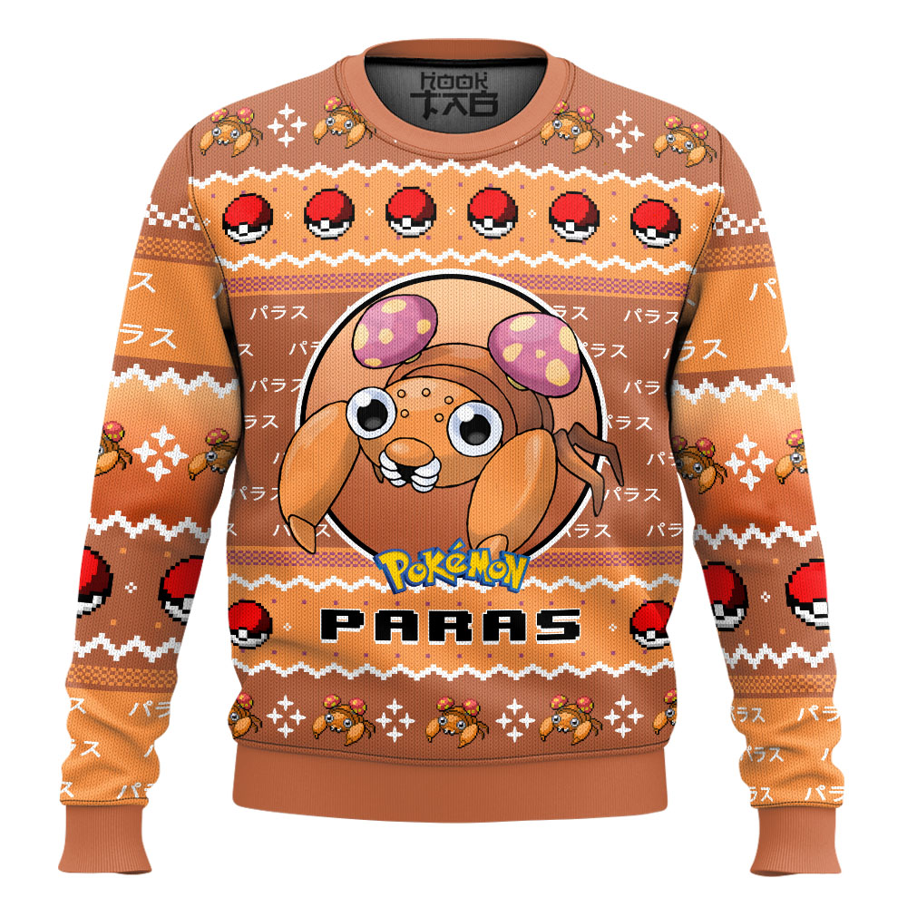 Hooktab Pokemon Gen 1 Paras Ugly Christmas Sweater Hooktab Pokemon Gen 1 Paras Ugly Christmas Sweater
