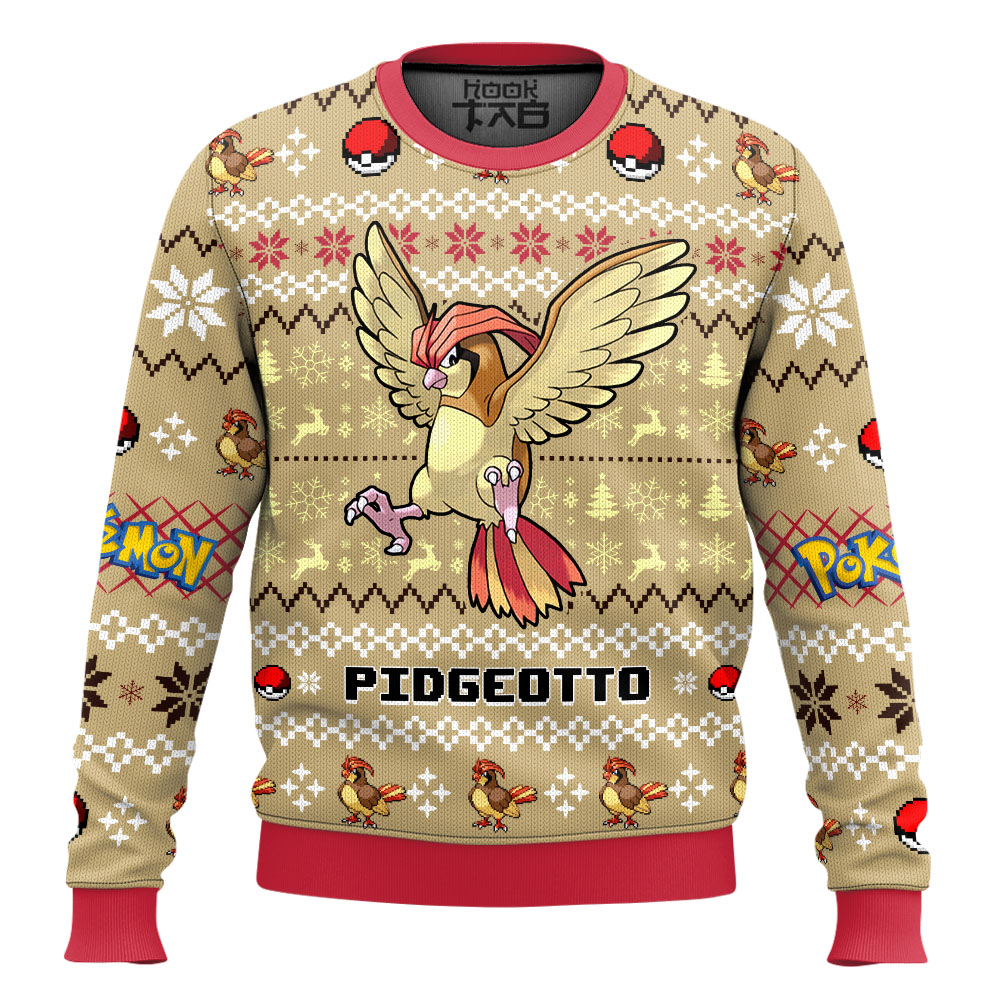 Hooktab Pokemon Gen 1 Pidgeotto Ugly Christmas Sweater Hooktab Pokemon Gen 1 Pidgeotto Ugly Christmas Sweater