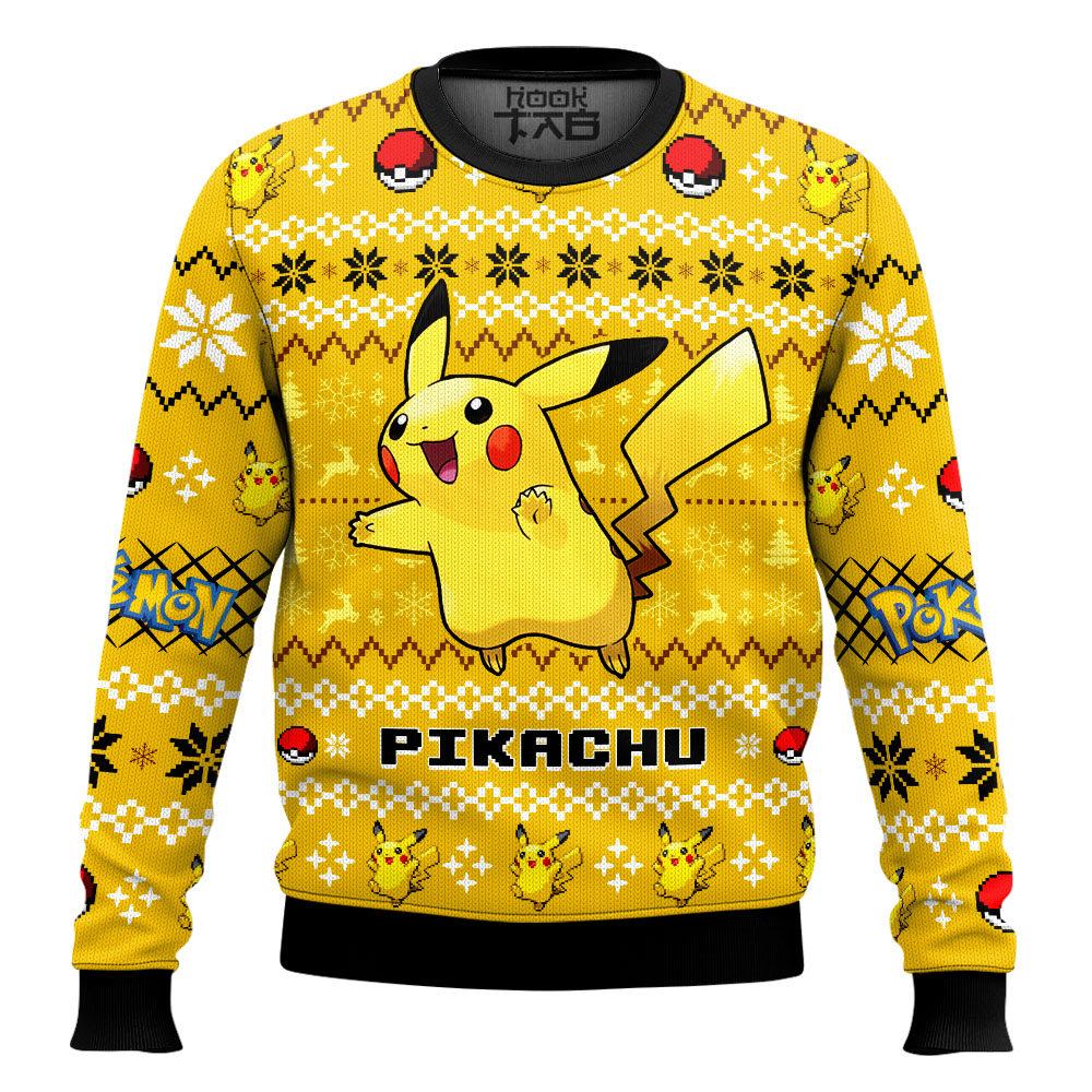 Hooktab Pokemon Gen 1 Pikachu Ugly Christmas Sweater Hooktab Pokemon Gen 1 Pikachu Ugly Christmas Sweater