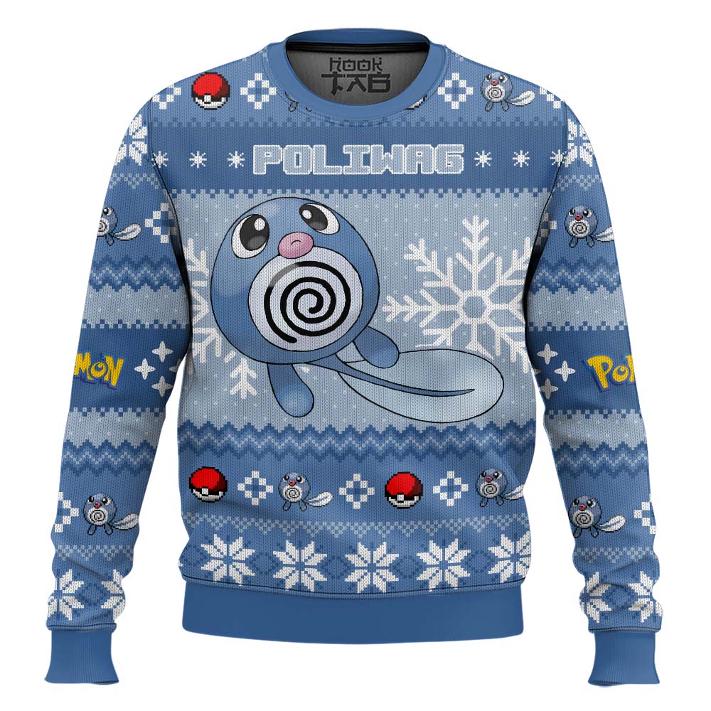 Hooktab Pokemon Gen 1 Poliwag Ugly Christmas Sweater Hooktab Pokemon Gen 1 Poliwag Ugly Christmas Sweater