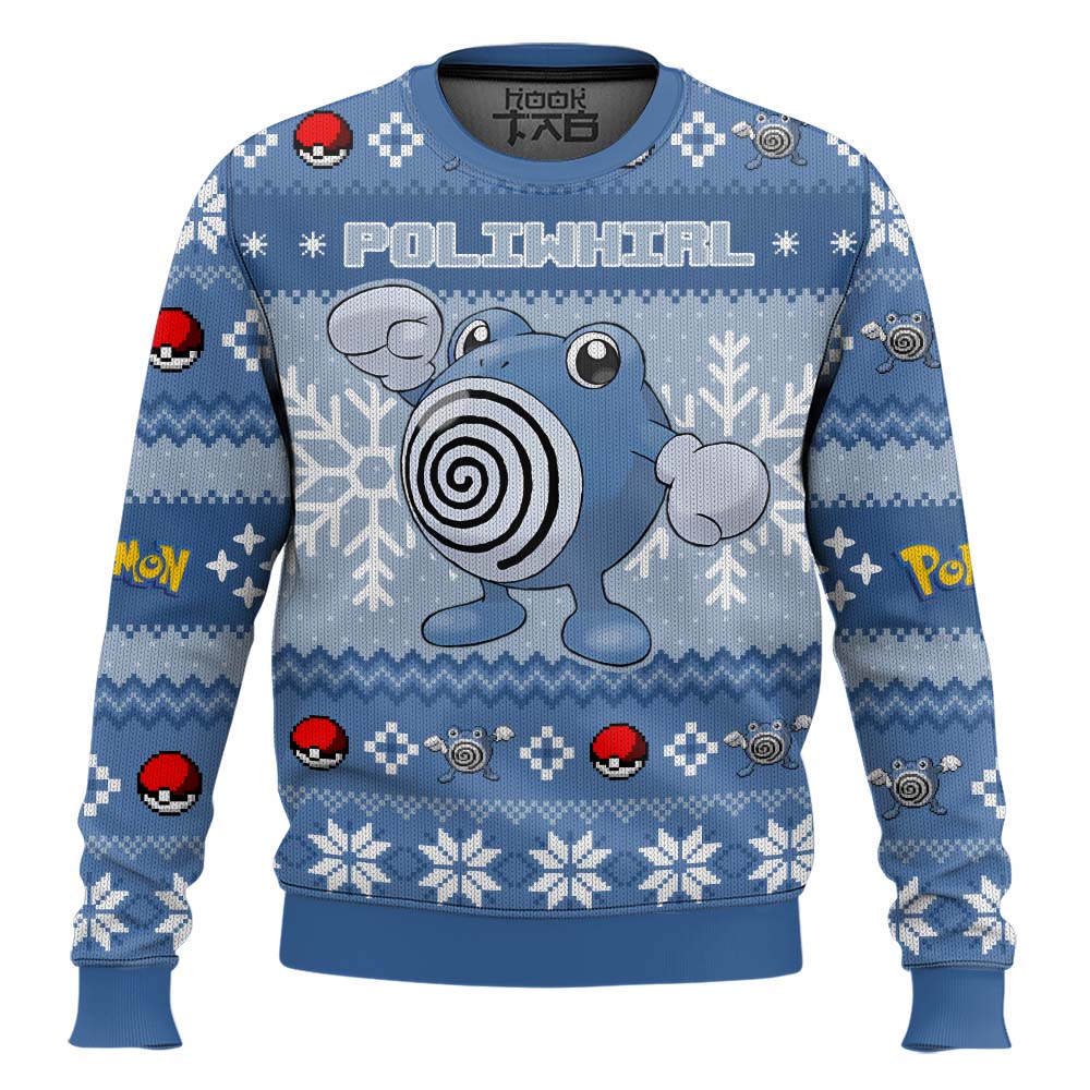 Hooktab Pokemon Gen 1 Poliwhirl Ugly Christmas Sweater Hooktab Pokemon Gen 1 Poliwhirl Ugly Christmas Sweater