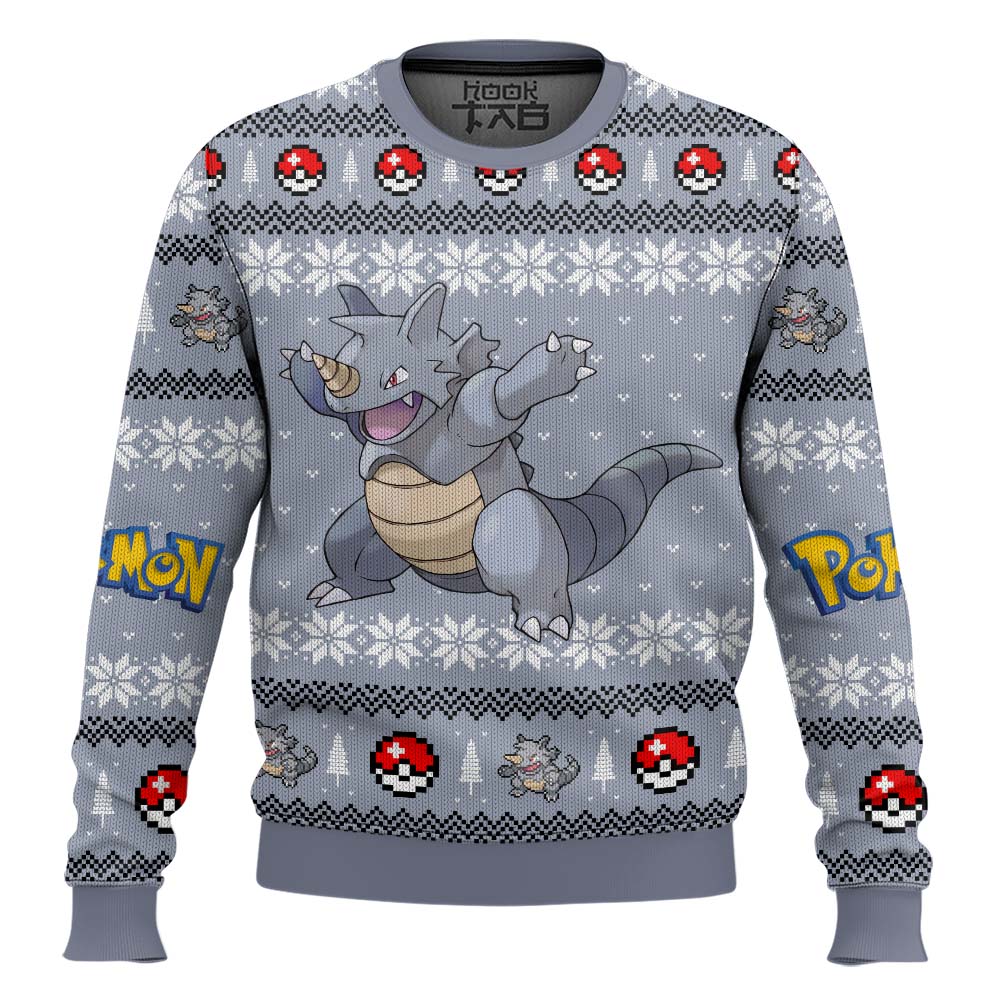 Hooktab Pokemon Gen 1 Rhydon Ugly Christmas Sweater Hooktab Pokemon Gen 1 Rhydon Ugly Christmas Sweater