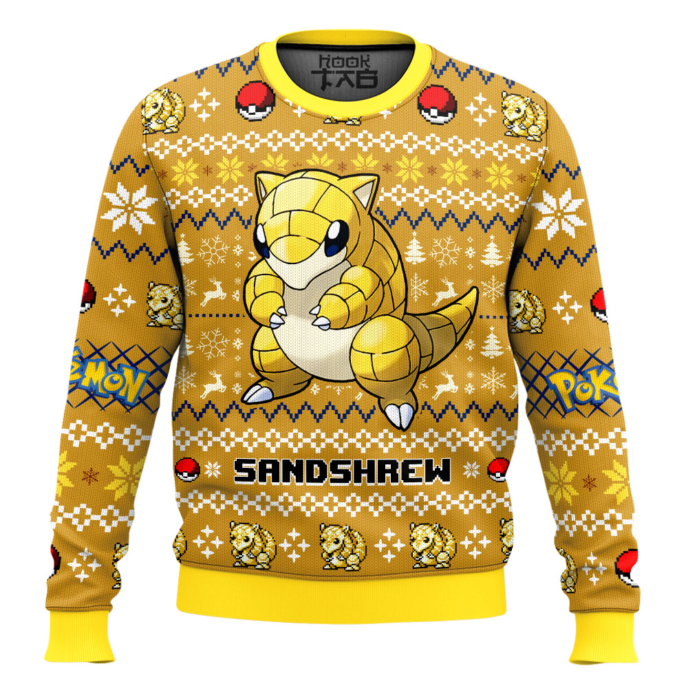 Hooktab Pokemon Gen 1 Sandshrew Ugly Christmas Sweater Hooktab Pokemon Gen 1 Sandshrew Ugly Christmas Sweater