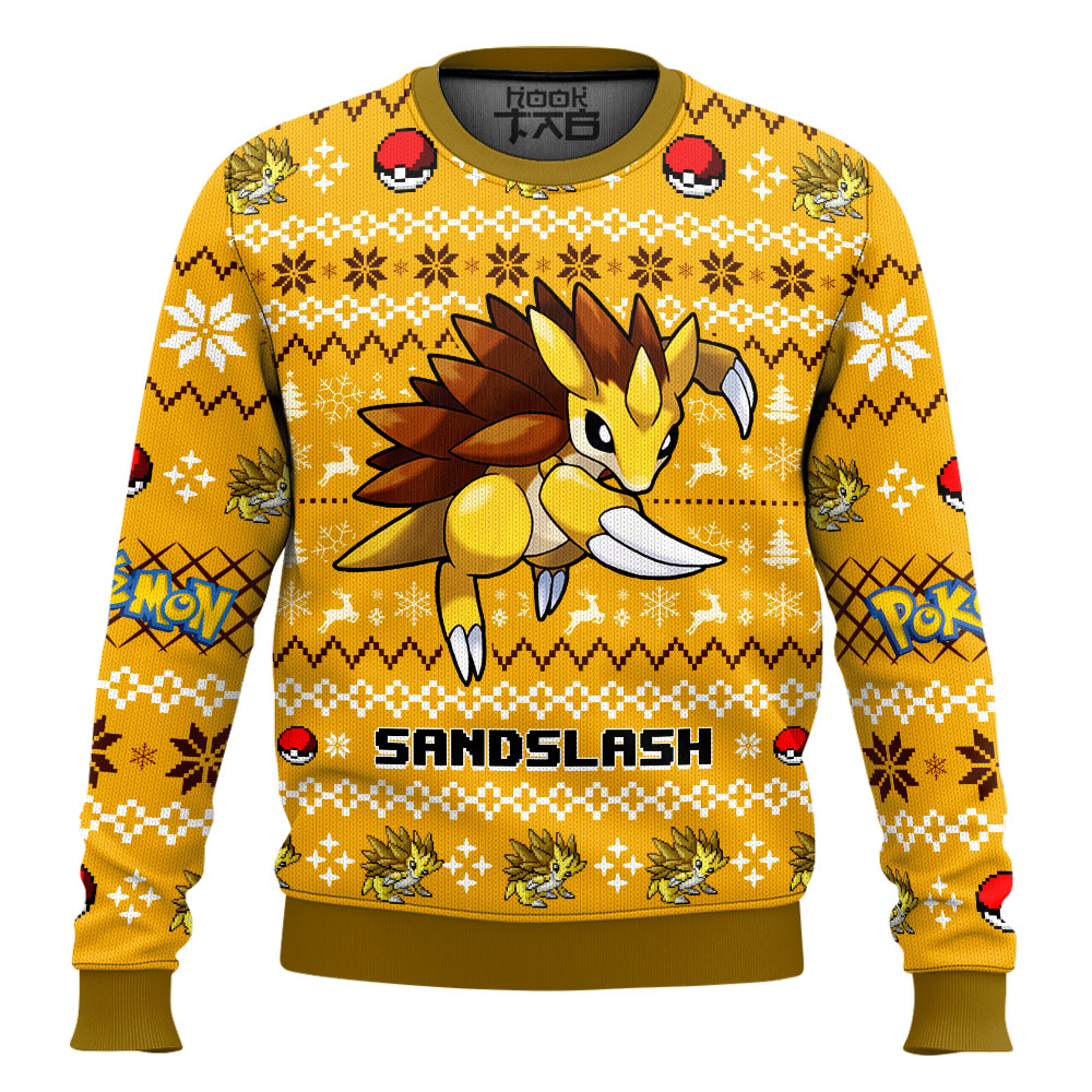 Hooktab Pokemon Gen 1 Sandslash Ugly Christmas Sweater Hooktab Pokemon Gen 1 Sandslash Ugly Christmas Sweater