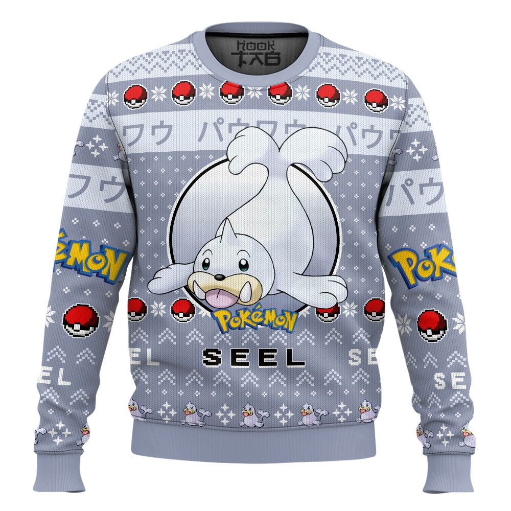 Hooktab Pokemon Gen 1 Seel Ugly Christmas Sweater Hooktab Pokemon Gen 1 Seel Ugly Christmas Sweater