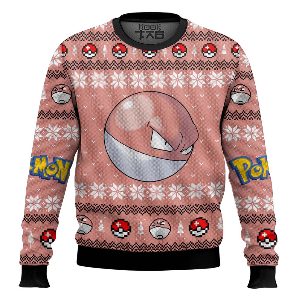 Hooktab Pokemon Gen 1 Voltorb Ugly Christmas Sweater Hooktab Pokemon Gen 1 Voltorb Ugly Christmas Sweater