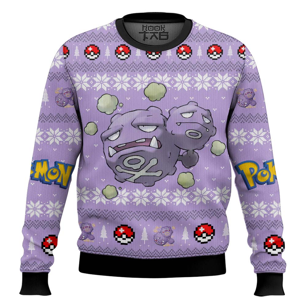 Hooktab Pokemon Gen 1 Weezing Ugly Christmas Sweater Hooktab Pokemon Gen 1 Weezing Ugly Christmas Sweater