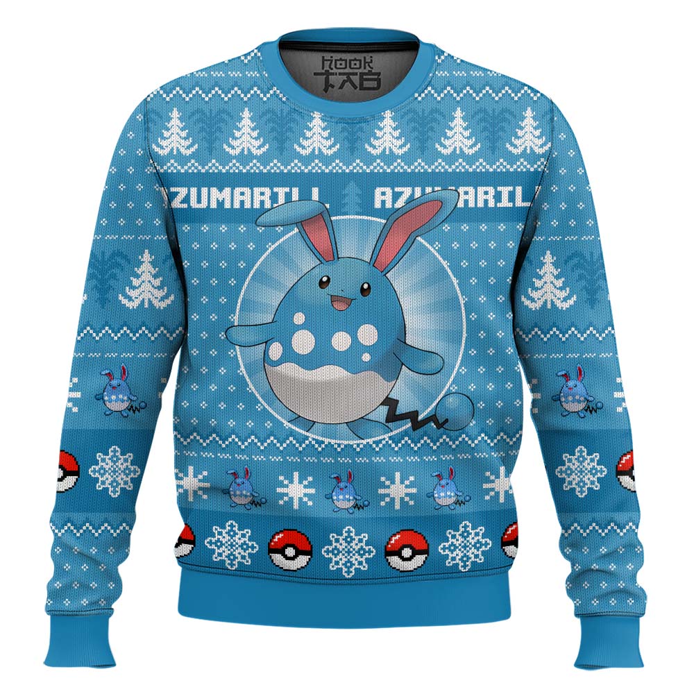 Hooktab Pokemon Gen 2 Azumarill Ugly Christmas Sweater Hooktab Pokemon Gen 2 Azumarill Ugly Christmas Sweater