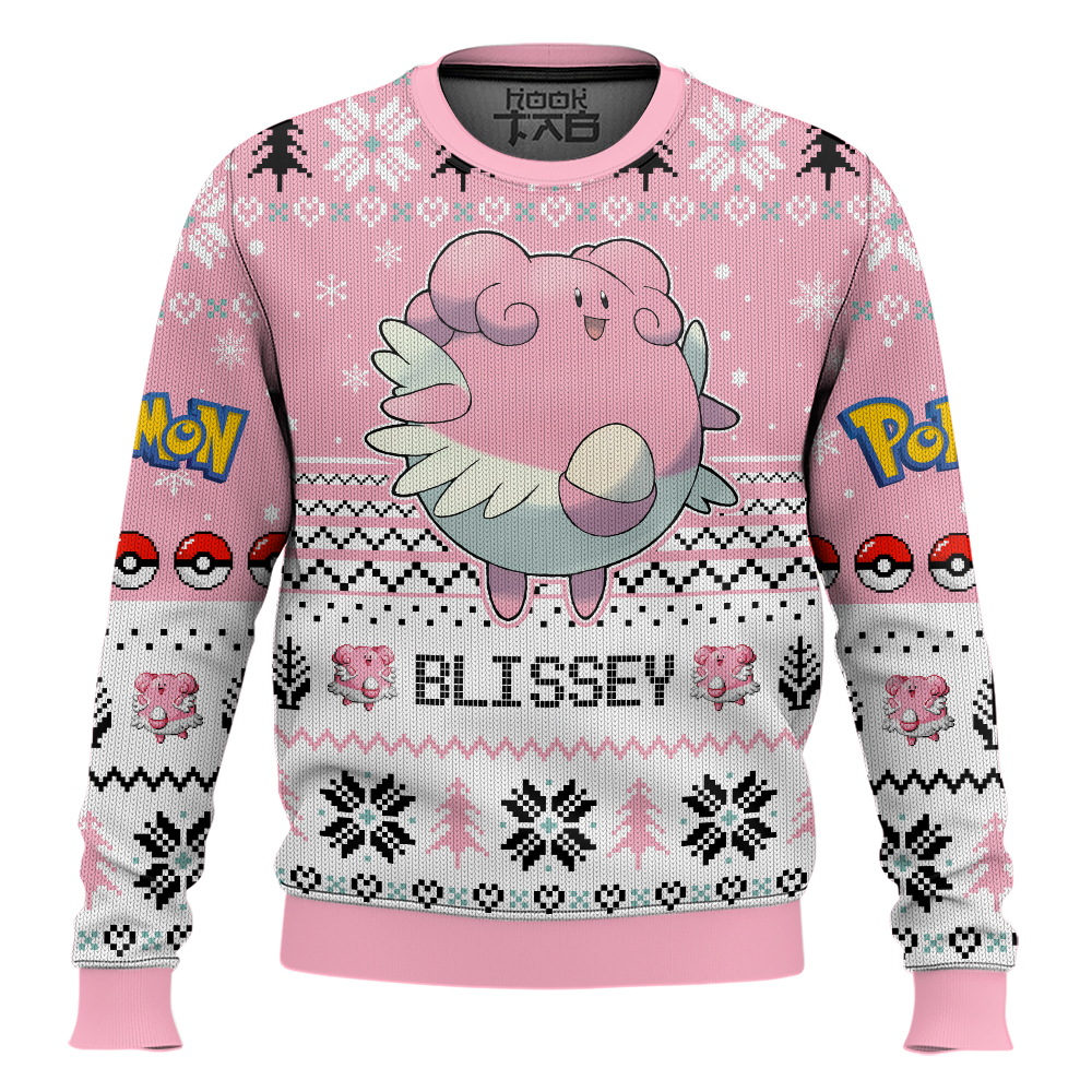 Hooktab Pokemon Gen 2 Blissey Ugly Christmas Sweater Hooktab Pokemon Gen 2 Blissey Ugly Christmas Sweater
