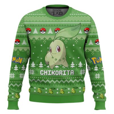Pokemon Gen 2 Chikorita Ugly Christmas Sweater