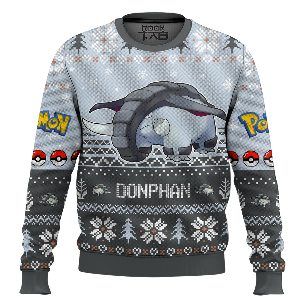 Hooktab Pokemon Gen 2 Donphan Ugly Christmas Sweater Hooktab Pokemon Gen 2 Donphan Ugly Christmas Sweater