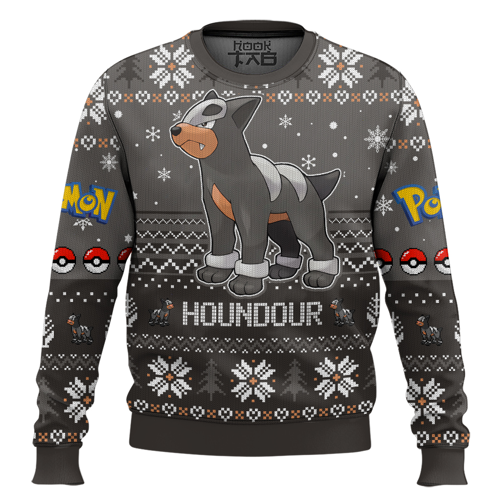 Hooktab Pokemon Gen 2 Houndour Ugly Christmas Sweater Hooktab Pokemon Gen 2 Houndour Ugly Christmas Sweater