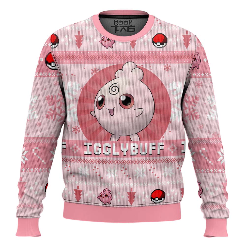 Hooktab Pokemon Gen 2 Igglybuff Ugly Christmas Sweater Hooktab Pokemon Gen 2 Igglybuff Ugly Christmas Sweater
