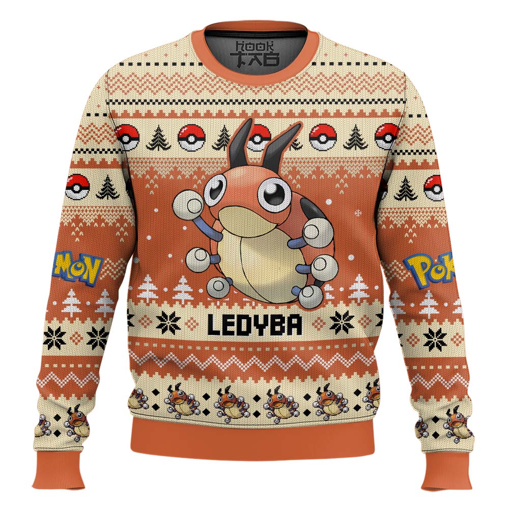 Hooktab Pokemon Gen 2 Ledyba Ugly Christmas Sweater Hooktab Pokemon Gen 2 Ledyba Ugly Christmas Sweater