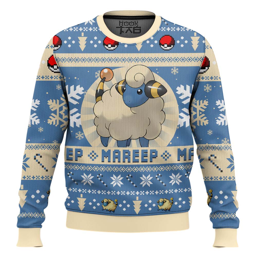 Hooktab Pokemon Gen 2 Mareep Ugly Christmas Sweater Hooktab Pokemon Gen 2 Mareep Ugly Christmas Sweater