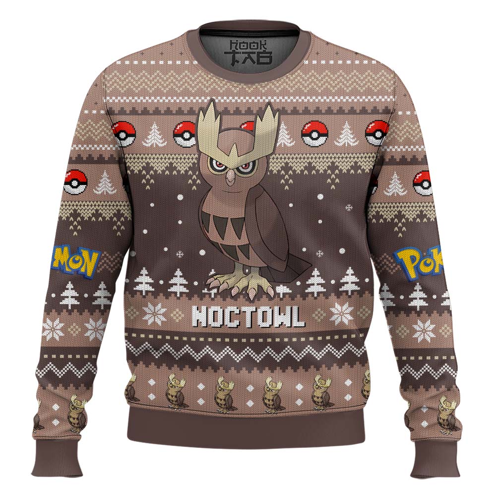 Hooktab Pokemon Gen 2 Noctowl Ugly Christmas Sweater Hooktab Pokemon Gen 2 Noctowl Ugly Christmas Sweater