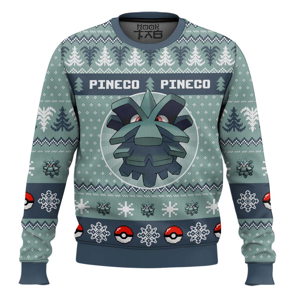 Hooktab Pokemon Gen 2 Pineco Ugly Christmas Sweater Hooktab Pokemon Gen 2 Pineco Ugly Christmas Sweater