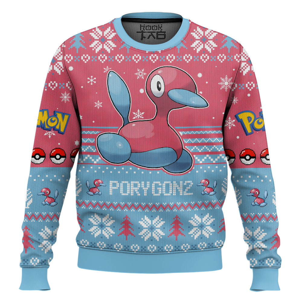 Hooktab Pokemon Gen 2 Porygon2 Ugly Christmas Sweater Hooktab Pokemon Gen 2 Porygon2 Ugly Christmas Sweater
