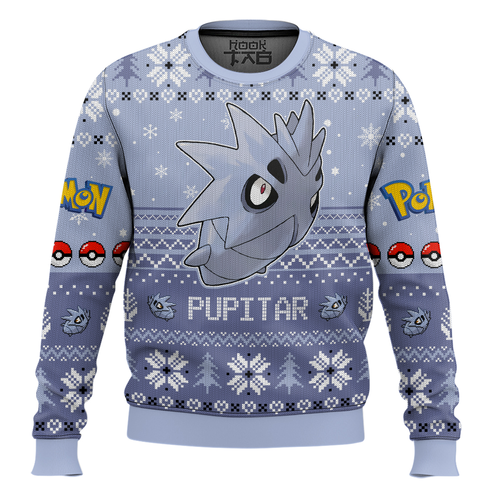 Hooktab Pokemon Gen 2 Pupitar Ugly Christmas Sweater Hooktab Pokemon Gen 2 Pupitar Ugly Christmas Sweater