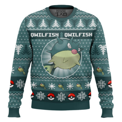 Pokemon Gen 2 Qwilfish Ugly Christmas Sweater