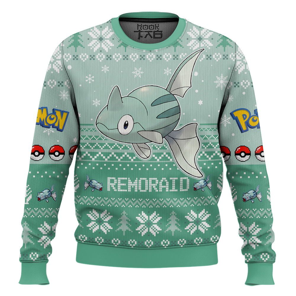 Hooktab Pokemon Gen 2 Remoraid Ugly Christmas Sweater Hooktab Pokemon Gen 2 Remoraid Ugly Christmas Sweater