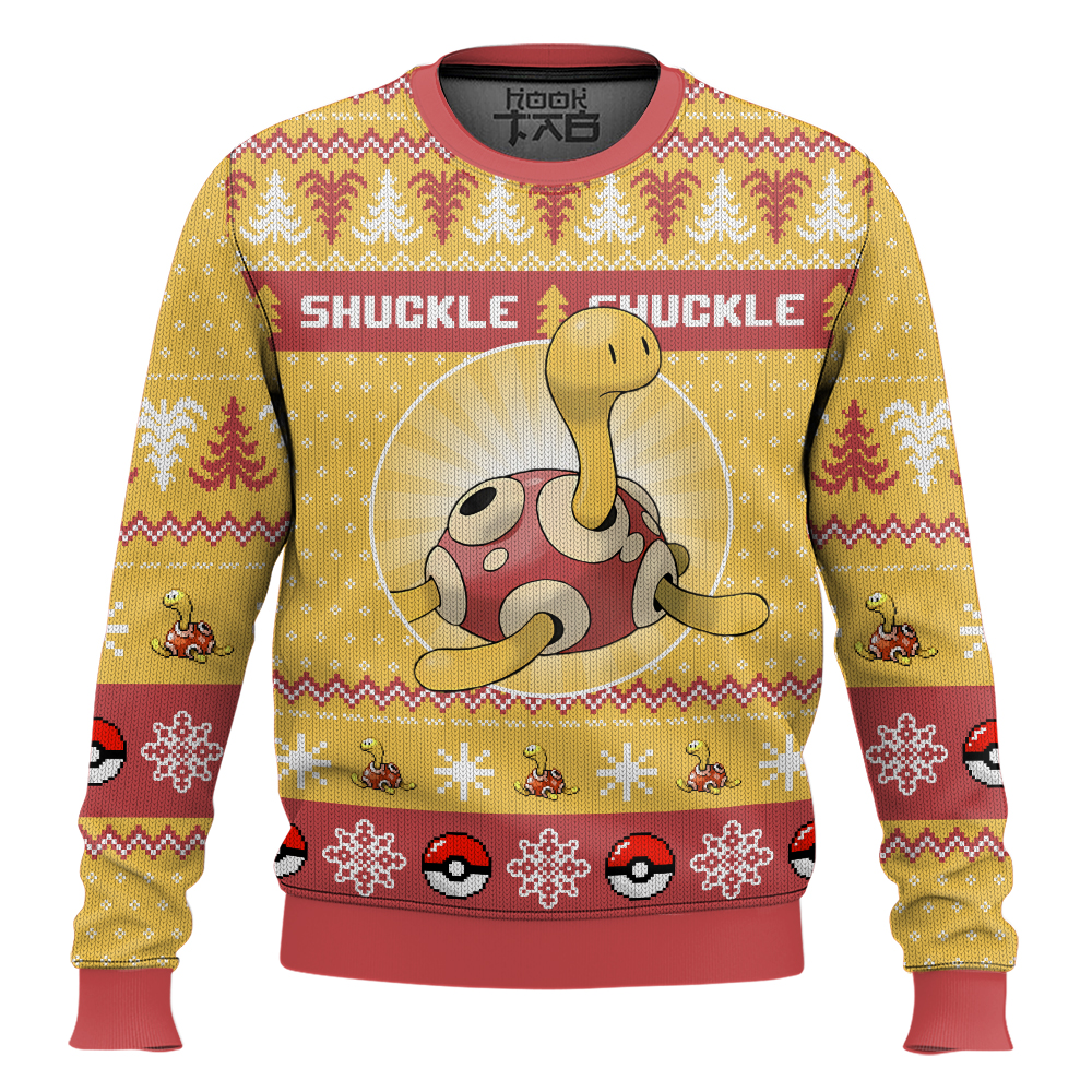 Hooktab Pokemon Gen 2 Shuckle Ugly Christmas Sweater Hooktab Pokemon Gen 2 Shuckle Ugly Christmas Sweater