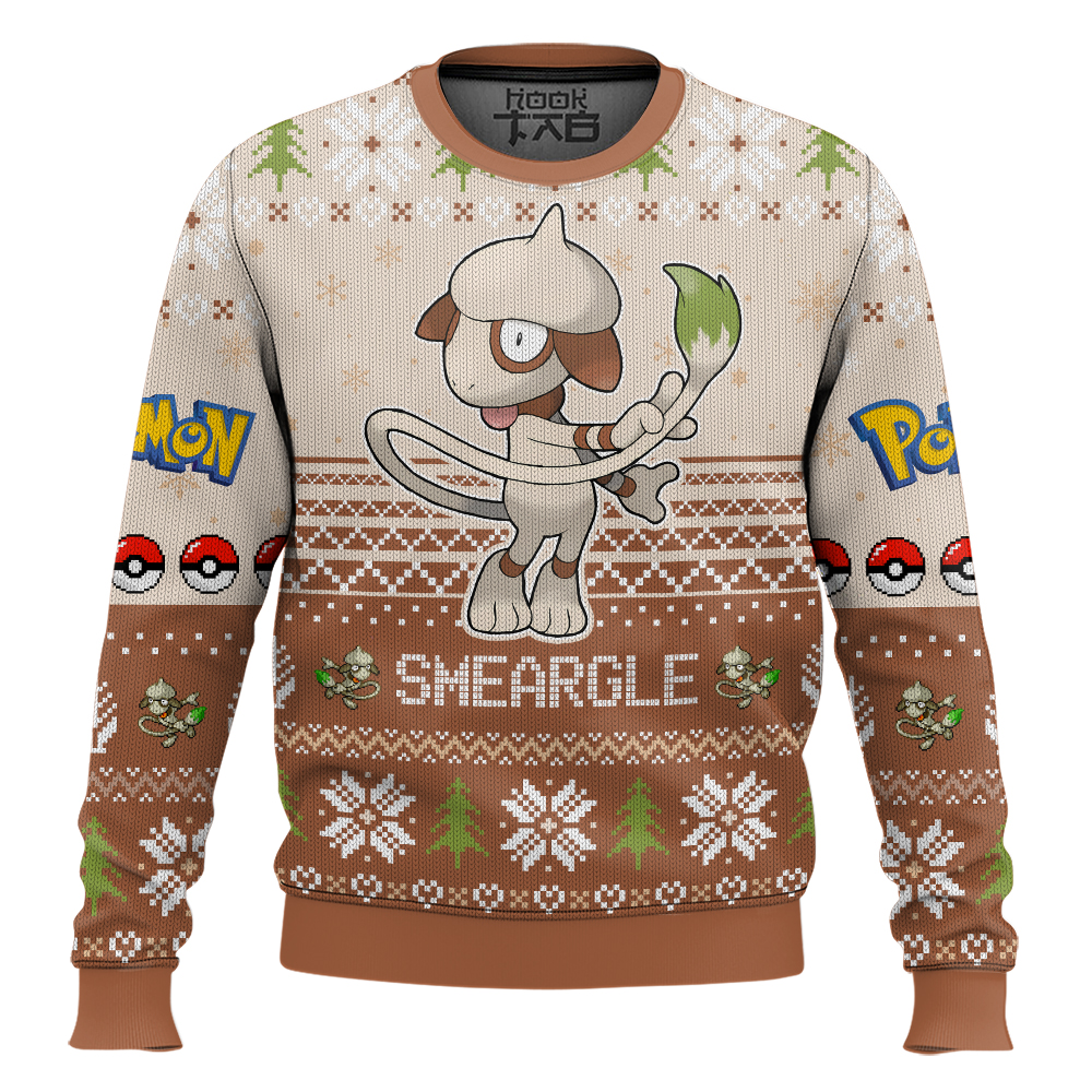 Hooktab Pokemon Gen 2 Smeargle Ugly Christmas Sweater Hooktab Pokemon Gen 2 Smeargle Ugly Christmas Sweater