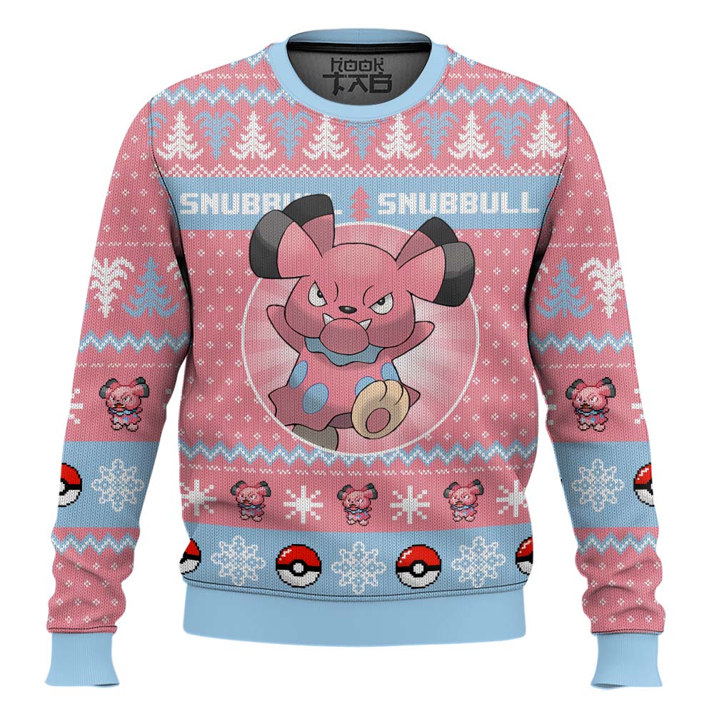 Hooktab Pokemon Gen 2 Snubbull Ugly Christmas Sweater Hooktab Pokemon Gen 2 Snubbull Ugly Christmas Sweater