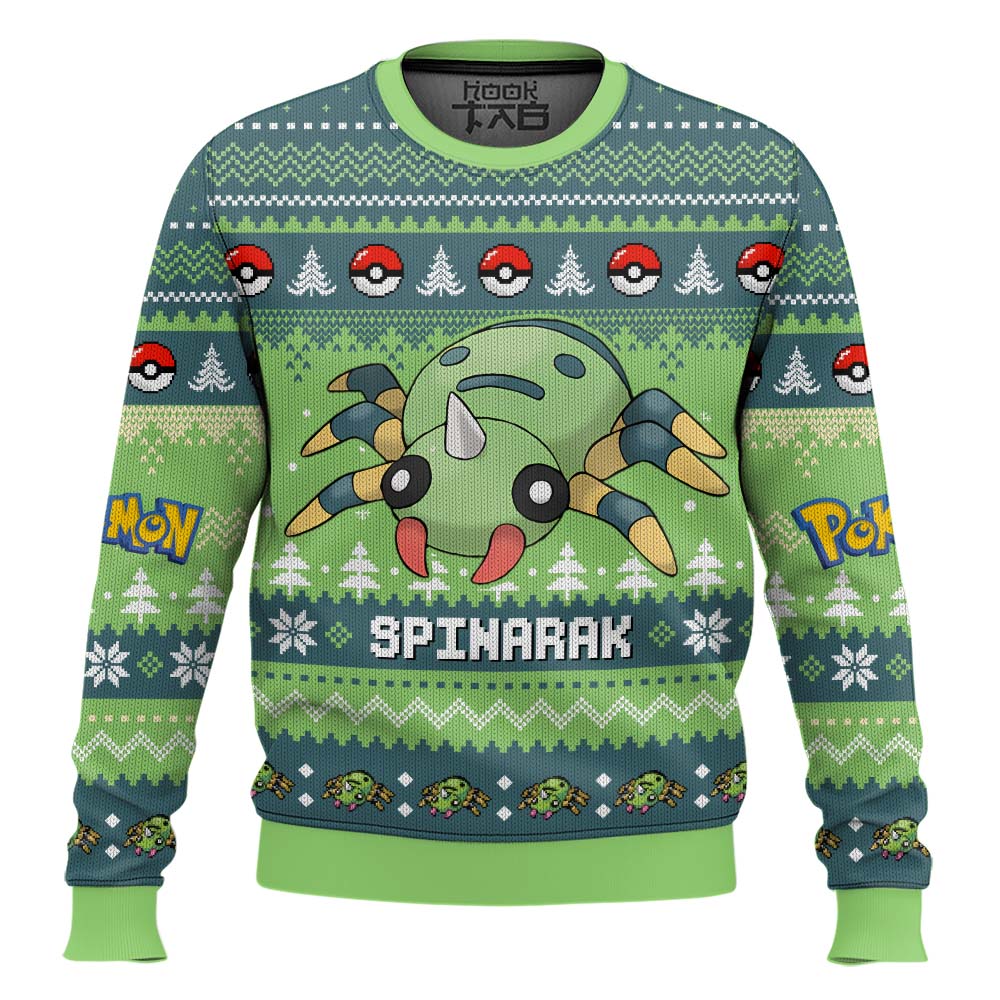 Hooktab Pokemon Gen 2 Spinarak Ugly Christmas Sweater Hooktab Pokemon Gen 2 Spinarak Ugly Christmas Sweater