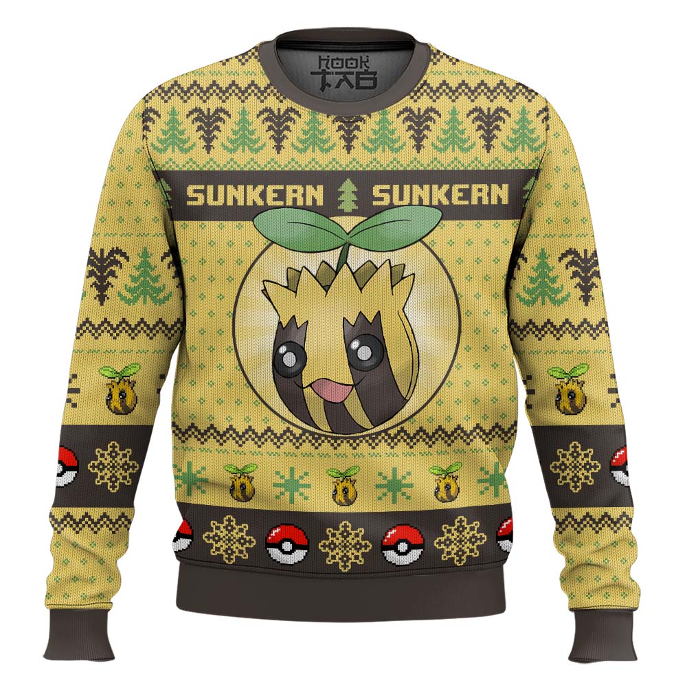 Hooktab Pokemon Gen 2 Sunkern Ugly Christmas Sweater Hooktab Pokemon Gen 2 Sunkern Ugly Christmas Sweater