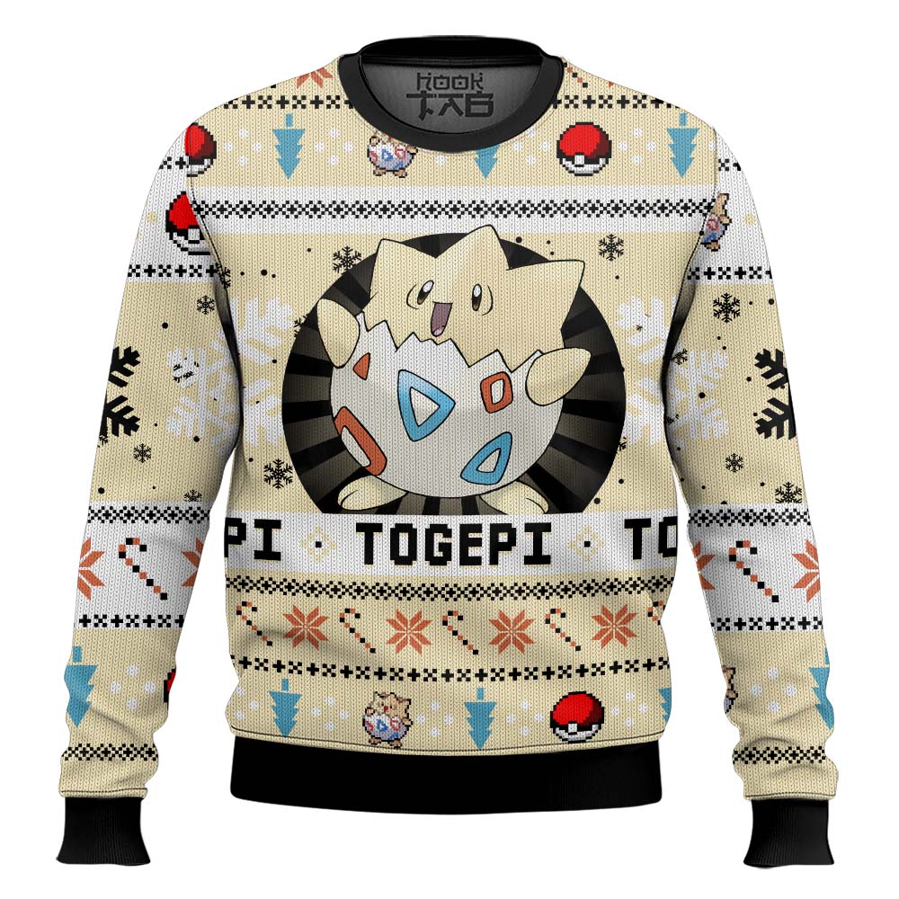 Hooktab Pokemon Gen 2 Togepi Ugly Christmas Sweater Hooktab Pokemon Gen 2 Togepi Ugly Christmas Sweater
