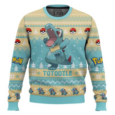 Pokemon Gen 2 Totodile Ugly Christmas Sweater