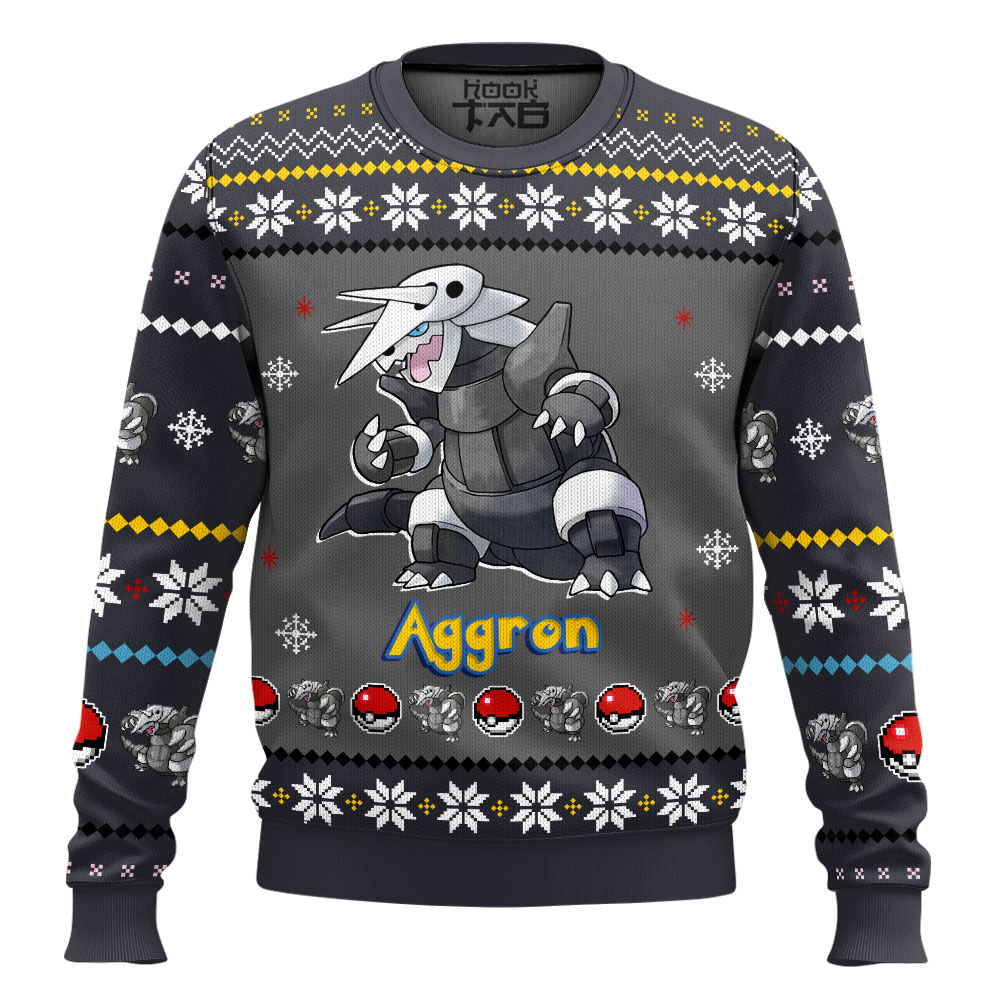 Hooktab Pokemon Gen 3 Aggron Ugly Christmas Sweater Hooktab Pokemon Gen 3 Aggron Ugly Christmas Sweater