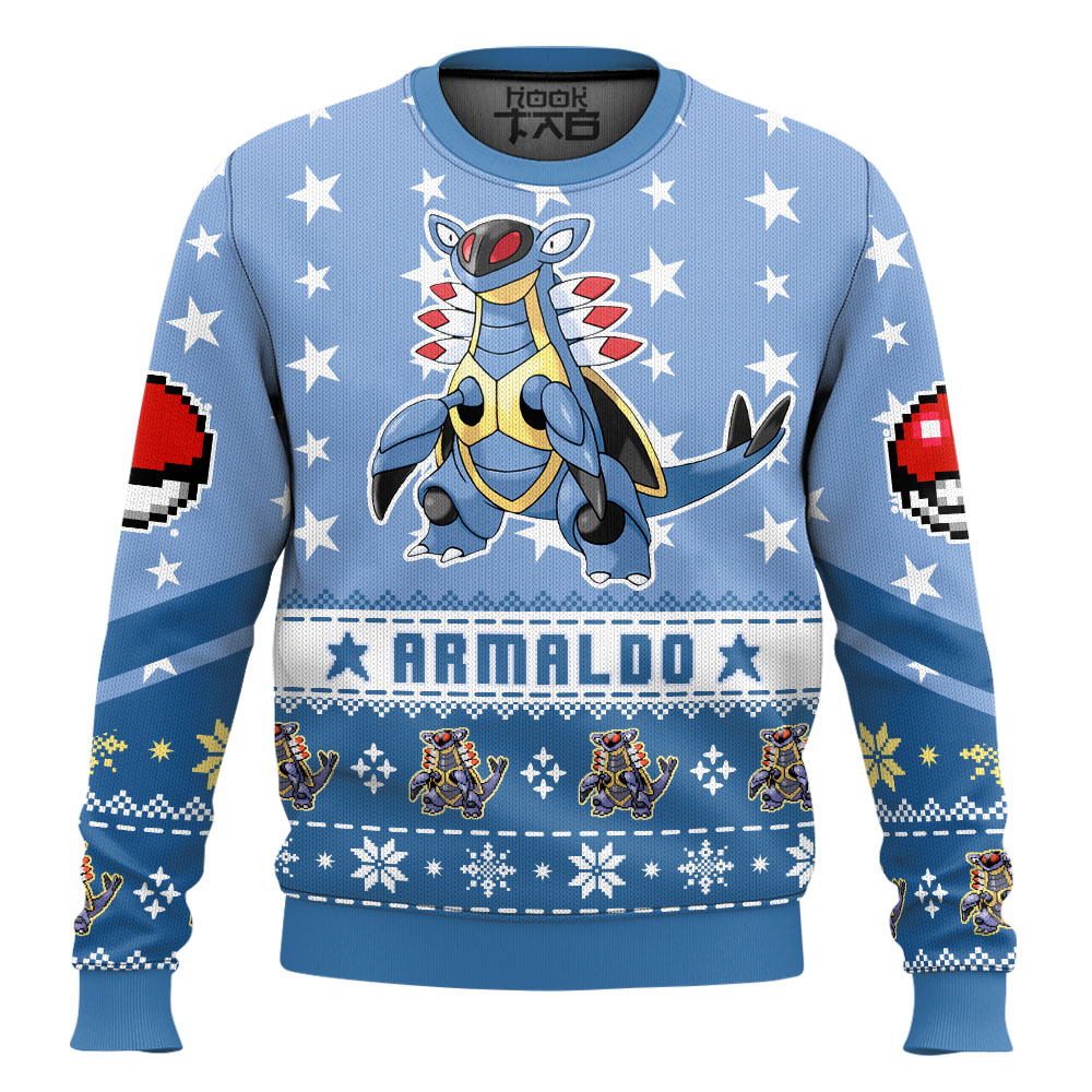 Hooktab Pokemon Gen 3 Armaldo Ugly Christmas Sweater Hooktab Pokemon Gen 3 Armaldo Ugly Christmas Sweater
