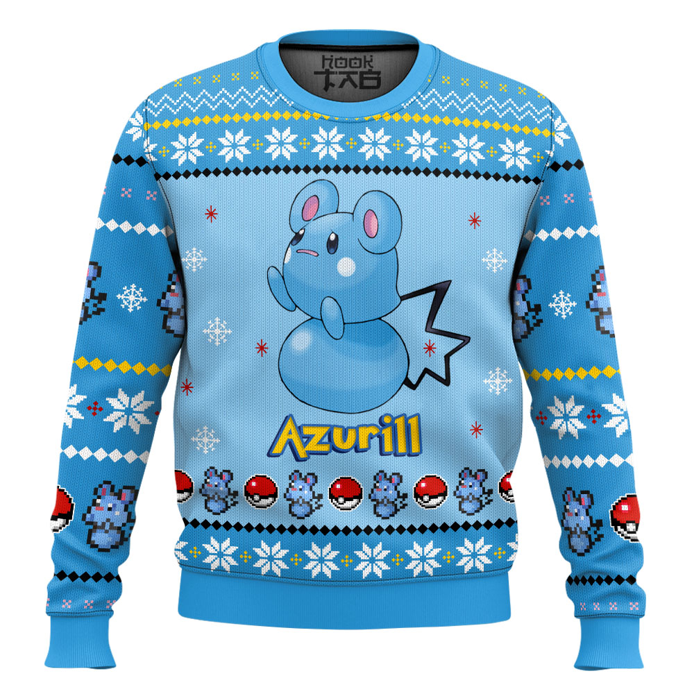 Hooktab Pokemon Gen 3 Azurill Ugly Christmas Sweater Hooktab Pokemon Gen 3 Azurill Ugly Christmas Sweater