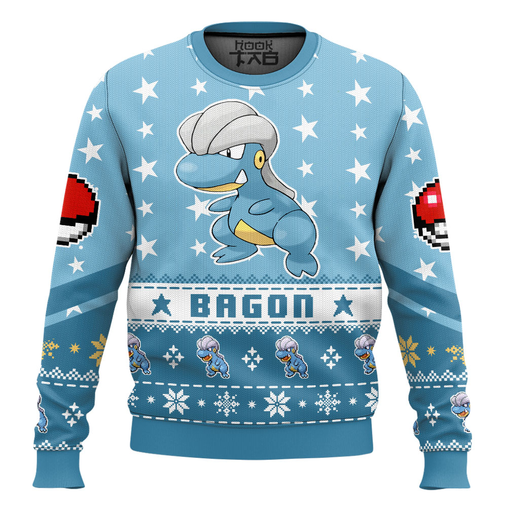 Hooktab Pokemon Gen 3 Bagon Ugly Christmas Sweater Hooktab Pokemon Gen 3 Bagon Ugly Christmas Sweater