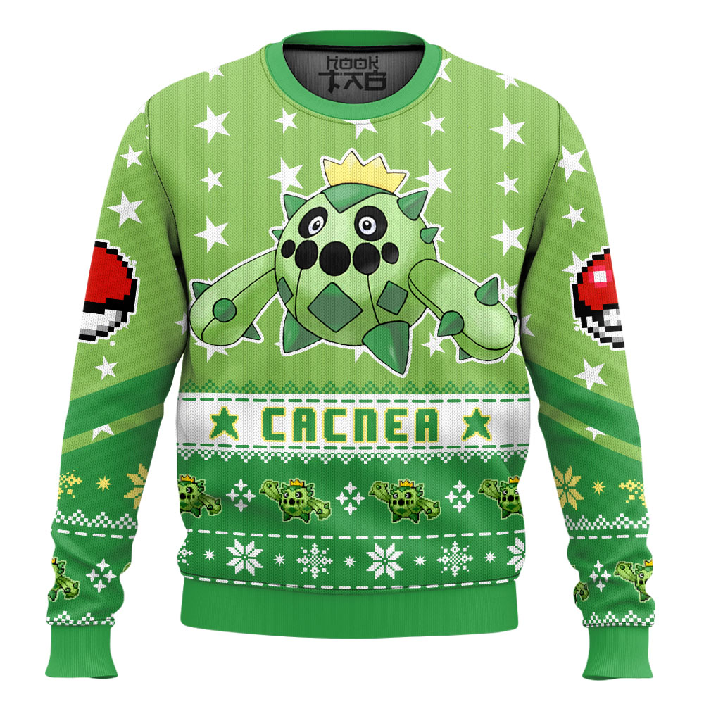 Hooktab Pokemon Gen 3 Cacnea Ugly Christmas Sweater Hooktab Pokemon Gen 3 Cacnea Ugly Christmas Sweater