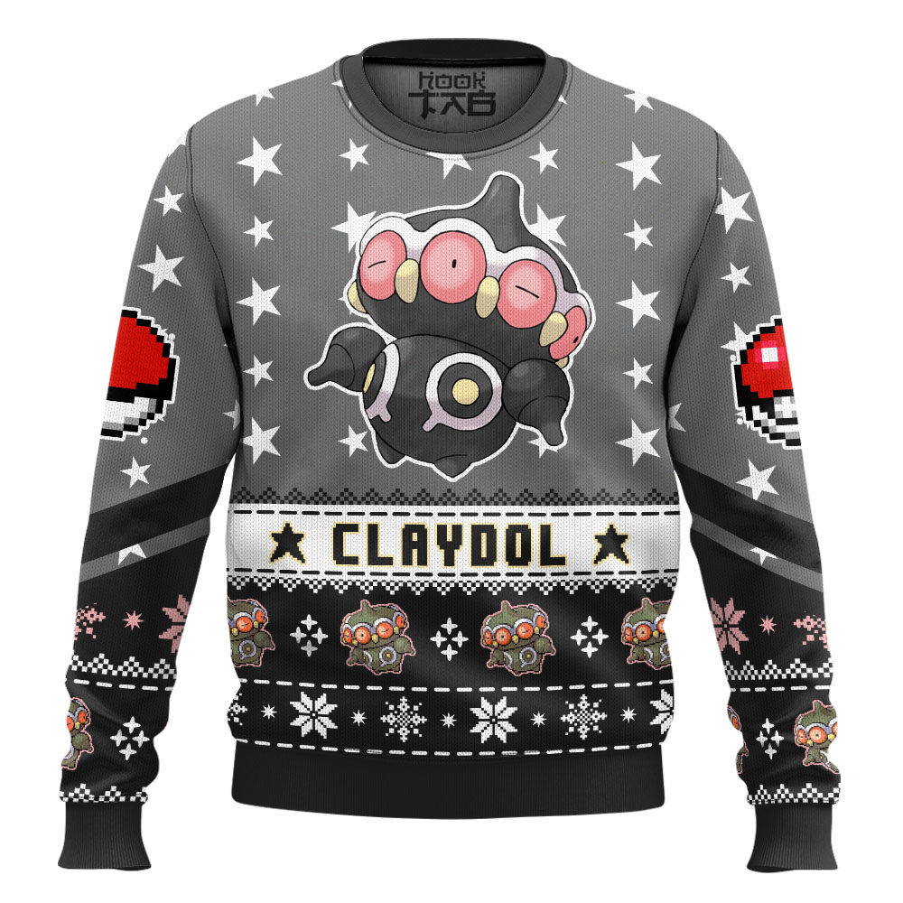 Hooktab Pokemon Gen 3 Claydol Ugly Christmas Sweater Hooktab Pokemon Gen 3 Claydol Ugly Christmas Sweater
