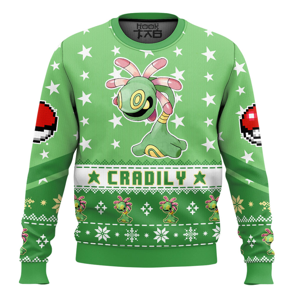 Hooktab Pokemon Gen 3 Cradily Ugly Christmas Sweater Hooktab Pokemon Gen 3 Cradily Ugly Christmas Sweater