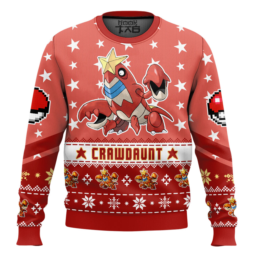 Hooktab Pokemon Gen 3 Crawdaunt Ugly Christmas Sweater Hooktab Pokemon Gen 3 Crawdaunt Ugly Christmas Sweater